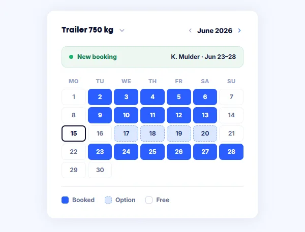 Calendar with trailers
