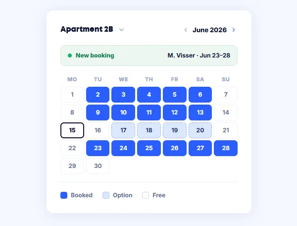 Calendar with apartments
