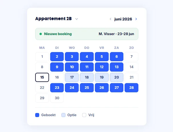 Kalender met appartementen