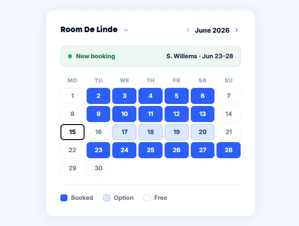 Calendar with rooms