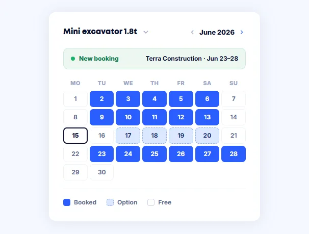 Calendar with construction equipment