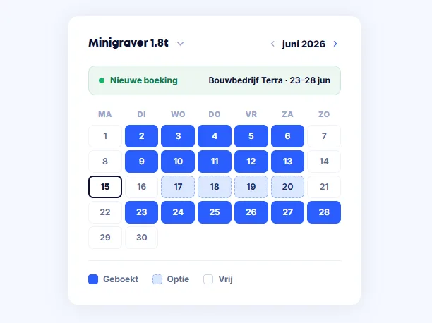 Kalender met bouwmachines