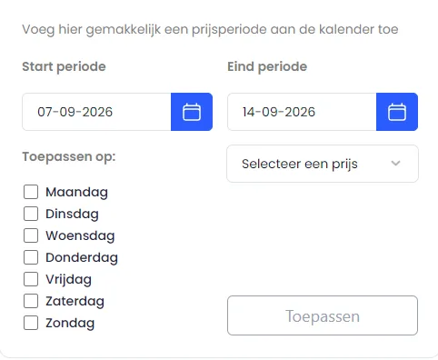 Het paneel voor een prijsperiode