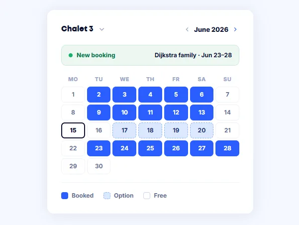 Calendar with chalets