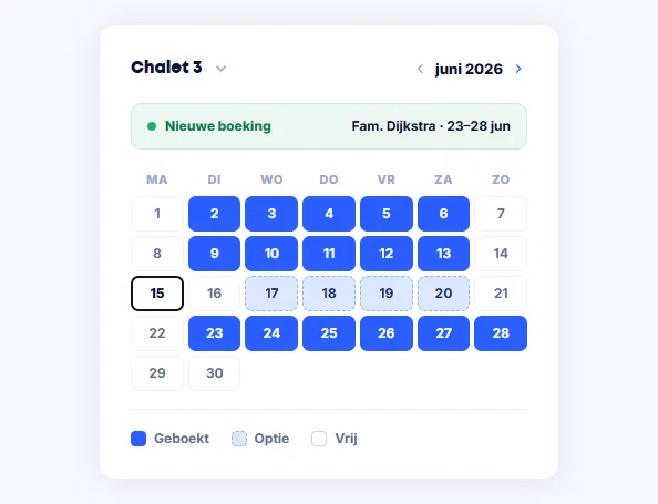 Kalender met chalets