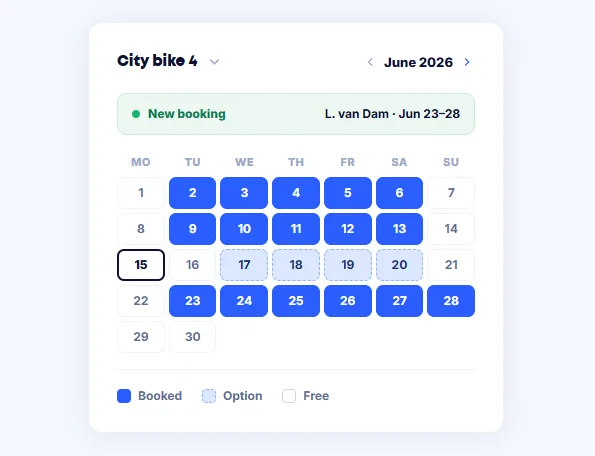 Calendar with bikes