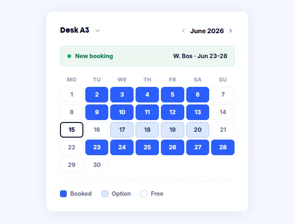 Calendar with desks
