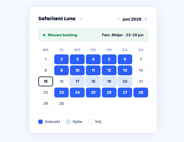 Kalender met glampingverblijven