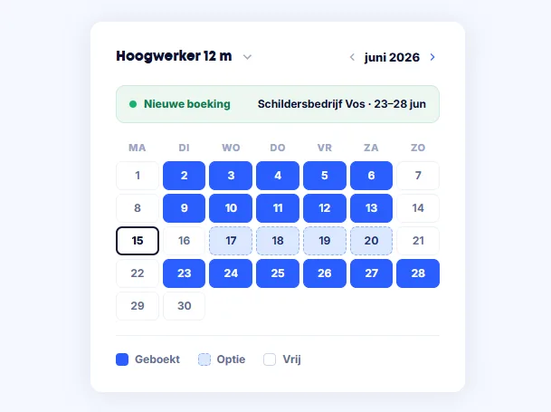 Kalender met hoogwerkers