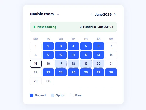 Calendar with room types