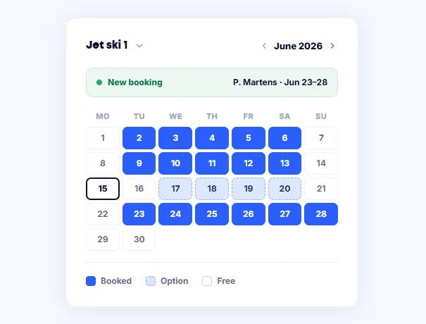 Calendar with jet skis