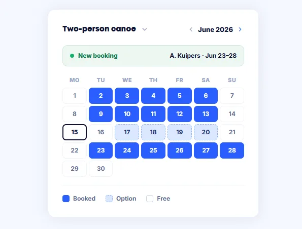 Calendar with canoes