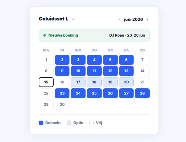 Kalender met sets