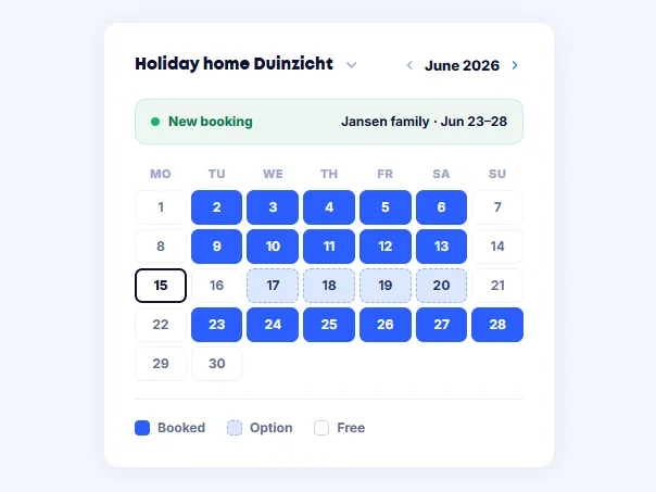 Calendar with bookings