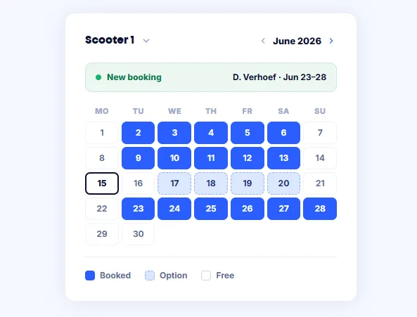 Calendar with scooters