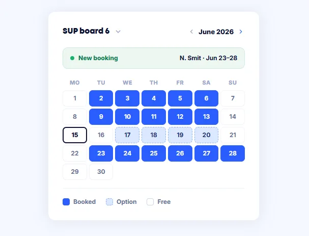 Calendar with SUP boards