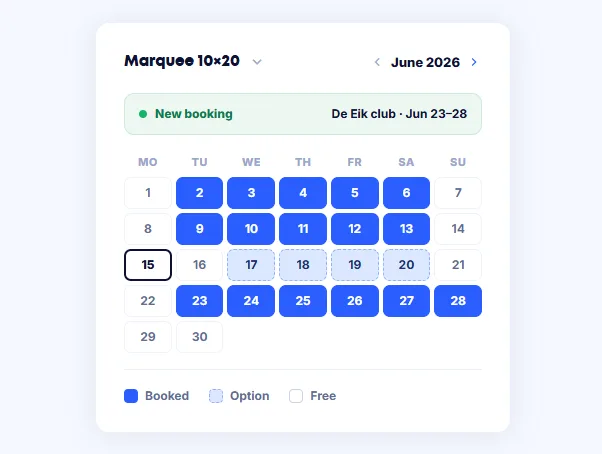 Calendar with marquees