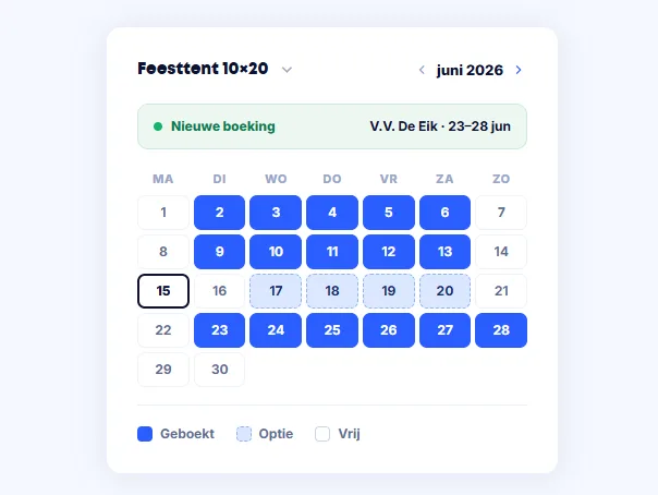 Kalender met feesttenten
