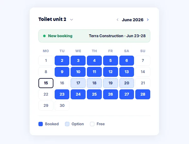 Calendar with toilet units