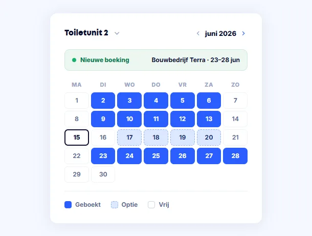 Kalender met toiletunits