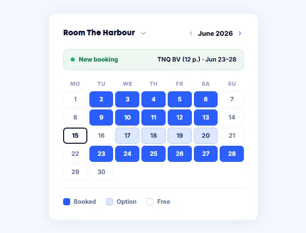 Calendar with meeting rooms
