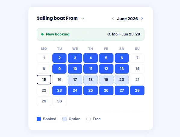 Calendar with sailing boats