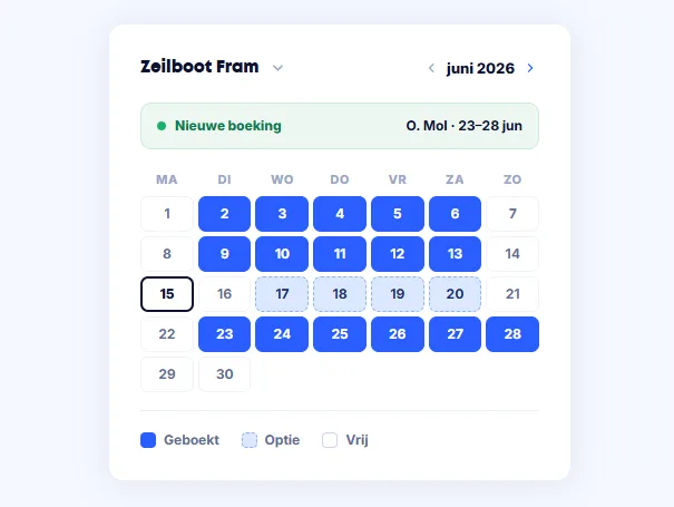 Kalender met zeilboten